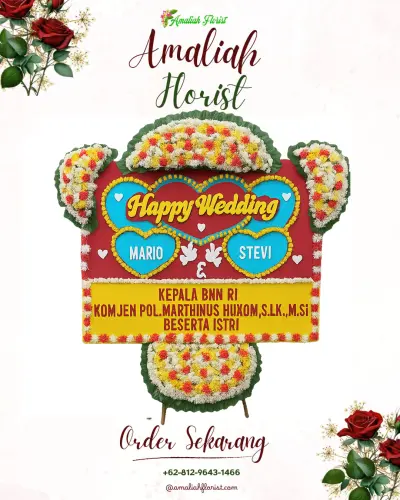 Karangan Papan Bunga Pernikahan di Gebugan